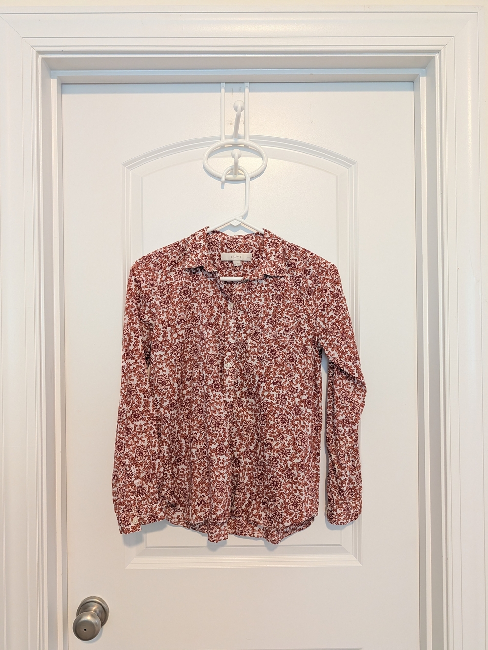 LOFT Men's Rust Floral Button-Down Shirt